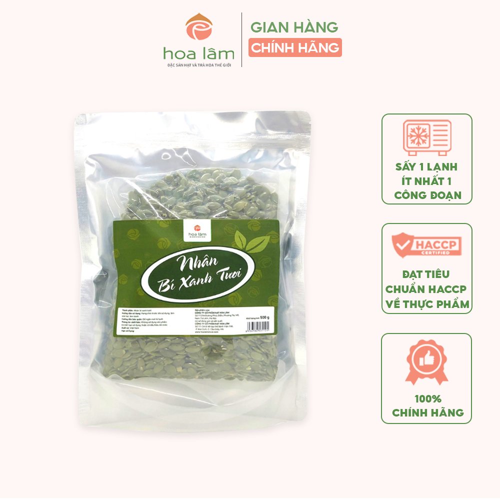 Nhân bí xanh tươi Hoa Lâm tươi nhập khẩu từ Ấn Độ, nguyên liệu làm sữa hạt giàu dinh dưỡng 500gr.